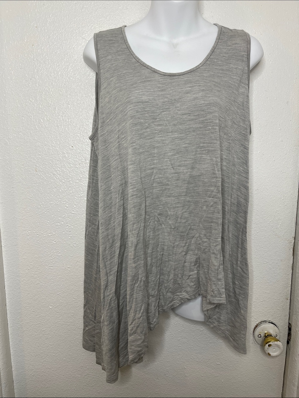 Eileen Fisher Light Gray Sleeveless Asymmetric Scoop Tunic SILK & COTTON M